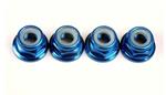 4147X  TRAXXAS Nuts, 5mm flanged nylon locking (aluminum, blue-anodized) (4)